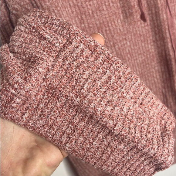 Anthropologie Saturday Sunday Pink Waffle Knit Cowl neck pull over sweater - Picture 5 of 9